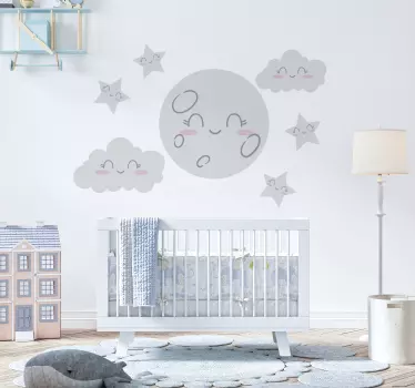 nalepky na stenu vesmir nádherné hviezdy a mesiac - Tenstickers