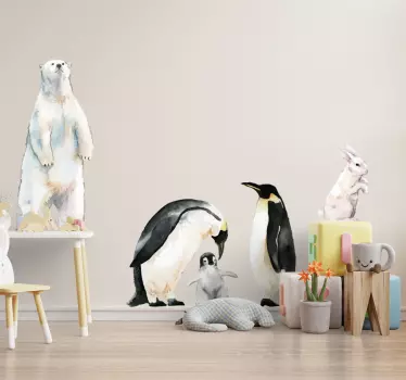 Severské polárne zvieratá ilustrácie nástenné umenie - Tenstickers