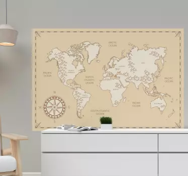 Silueta kontinentálnych mien nálepka mapy sveta - Tenstickers