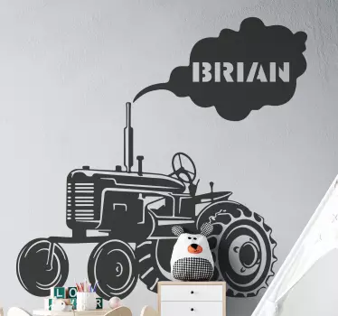 Silueta traktor s vlastným menom obtlačok hračky - Tenstickers