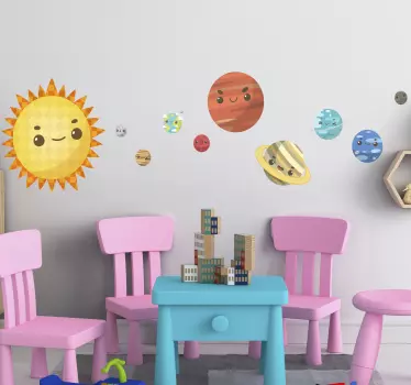 Slnečná sústava kreslené tváre obtisky - Tenstickers
