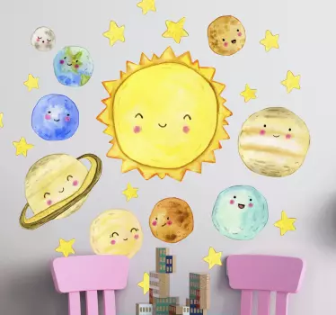 Slnečná sústava rozkošný akvarelový priestor obtisky - Tenstickers