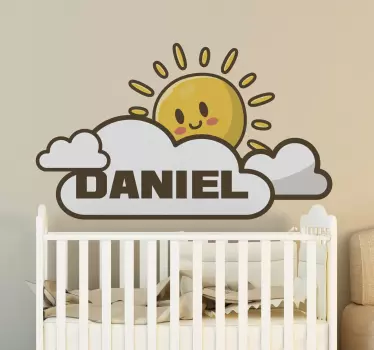 Nálepka slnko nad oblakom s menom - Tenstickers