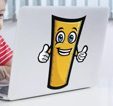 Späť do školy s úsmevom modré pravítko obtlačok na notebook - Tenstickers