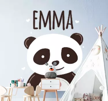 šťastná panda s nálepkou na stenu pre dieťa - Tenstickers