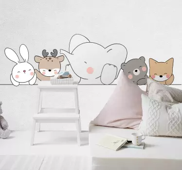 šťastné zvieratá severský štýl pre samolepku na stenu pre škôlky - Tenstickers