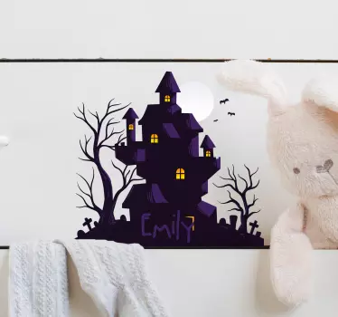 Strašidelný dom s názvom halloween nálepka na stenu - Tenstickers