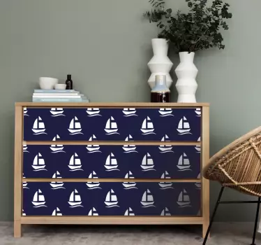 Tmavomodré obtisky na námorný vzor na nábytok - Tenstickers