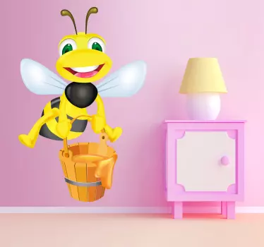 Včela a vedro nálepky na med - Tenstickers