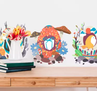 Veľkonočné vajíčka so zvieratami ilustrácie nástenné umenie - Tenstickers