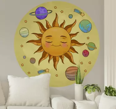 Vesmírna nálepka ilustrácia usmievavého slnka - Tenstickers