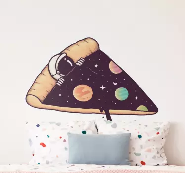 Vesmírna nálepka kúsok pizze s astronautom - Tenstickers