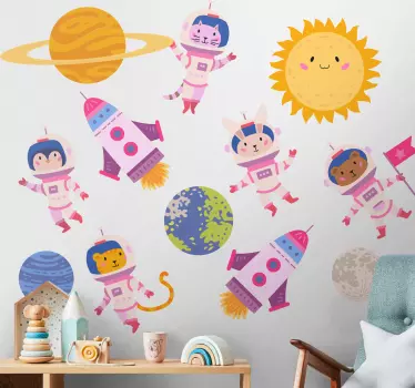 Vesmírna nálepka roztomilé dobrodružstvo astronautov - Tenstickers