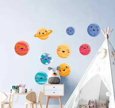 Vesmírna nálepka Šťastné postavičky planéty - Tenstickers
