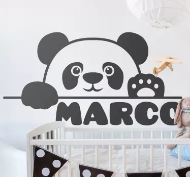 Vlastné meno baby panda deti spálňa samolepka na stenu - Tenstickers