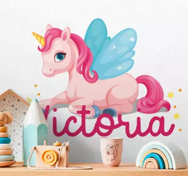 Nálepka lietajúci jednorožec s menom - Tenstickers
