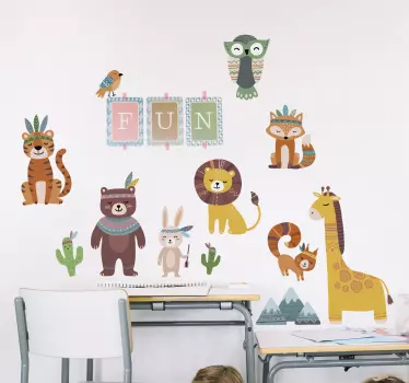 Vtipné domorodé zvieratá ilustrácie nástenné umenie - Tenstickers