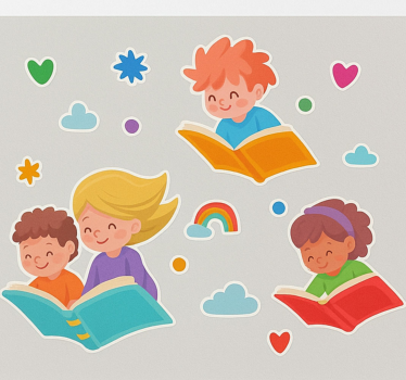 Vzdelávacia nálepka lietajúce knihy a deti - Tenstickers