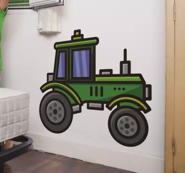Zelená veľká traktorová detská samolepka na stenu - Tenstickers