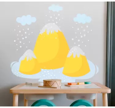 žlté hory s kvapkami dažďa ilustrácie wall art - Tenstickers