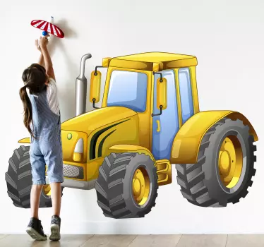 žltý veľký traktor obtlačok - Tenstickers