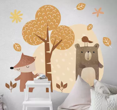 Zvieratá a strom ilustrácie nástenné umelecké obtisky - Tenstickers