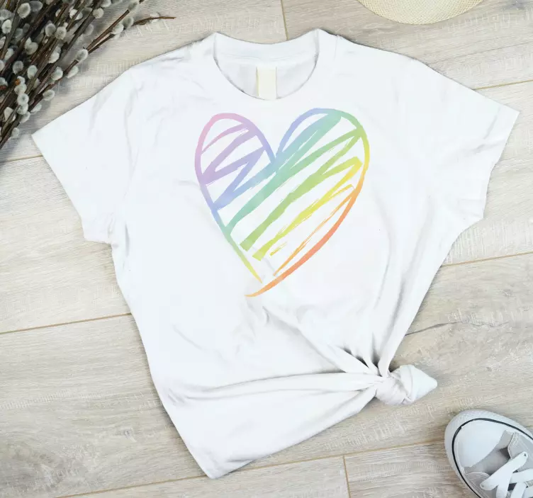 Dúha holografické srdce linky pár tričiek - Tenstickers