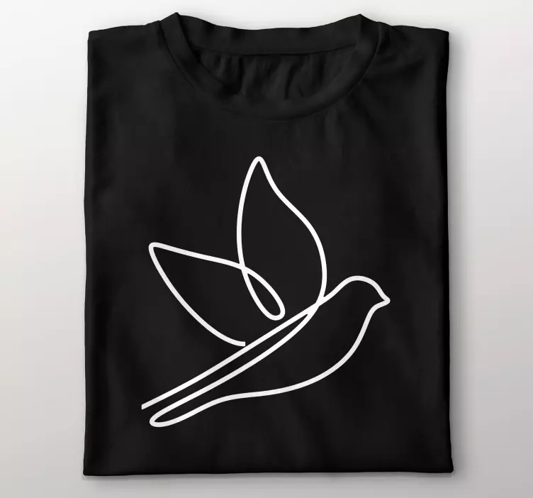 Line art voľné vtáčik vlastné tričko - Tenstickers