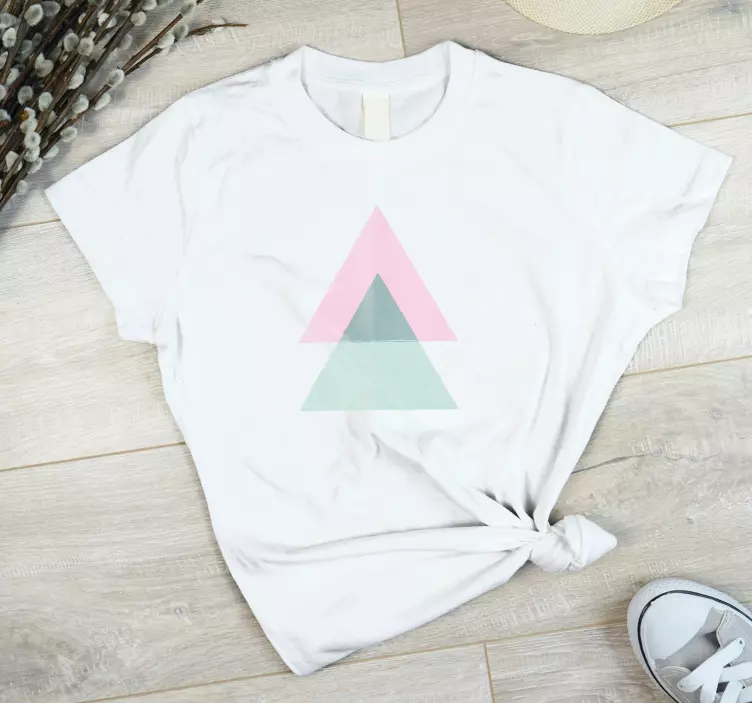 Modré a ružové nástenné umelecké trojuholníky tričko na mieru - Tenstickers