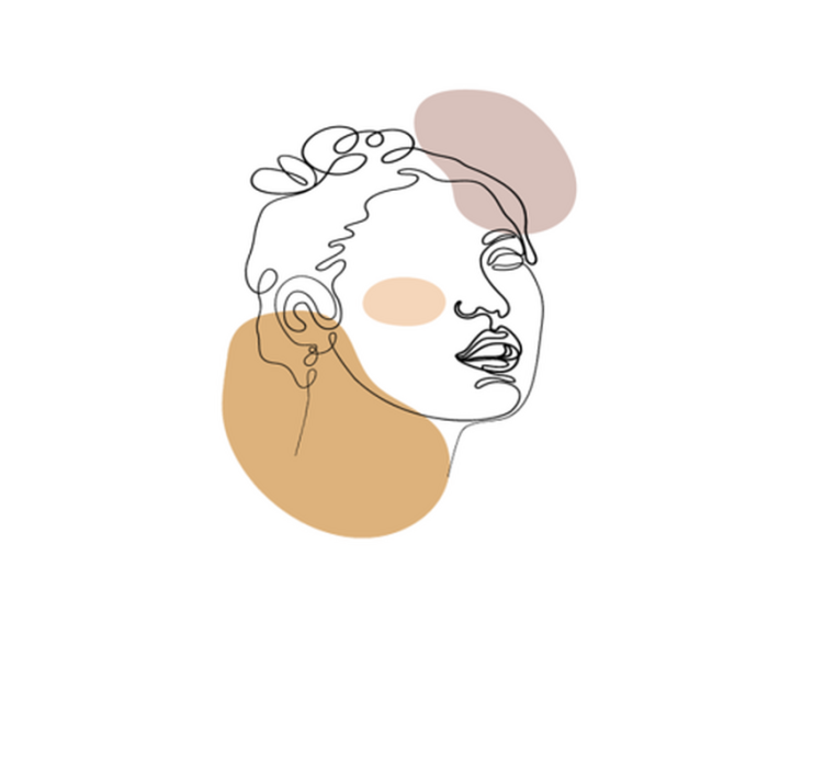 biely vinylový koberec abstraktná tvár a kruhy - Tenstickers