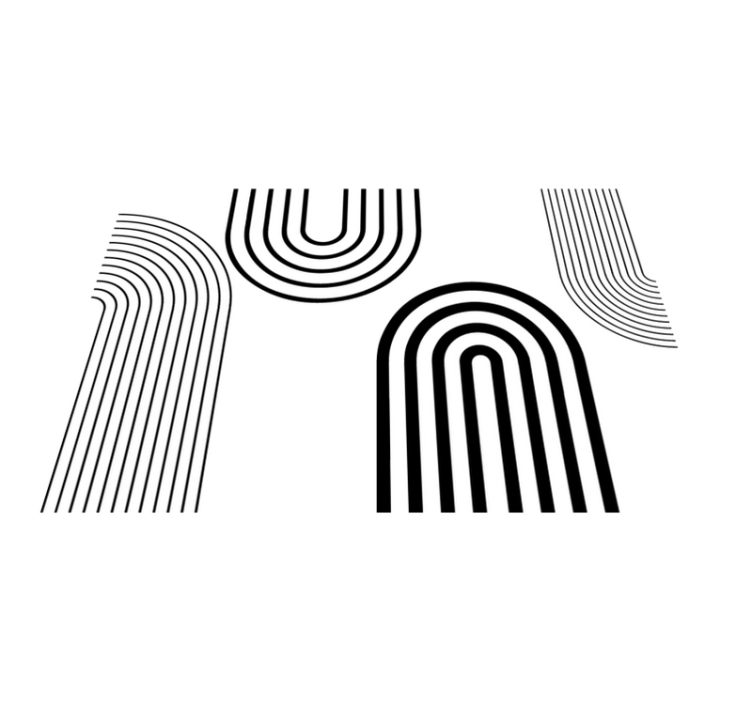 biely vinylový koberec tenké minimalistické čierne oblúky - Tenstickers