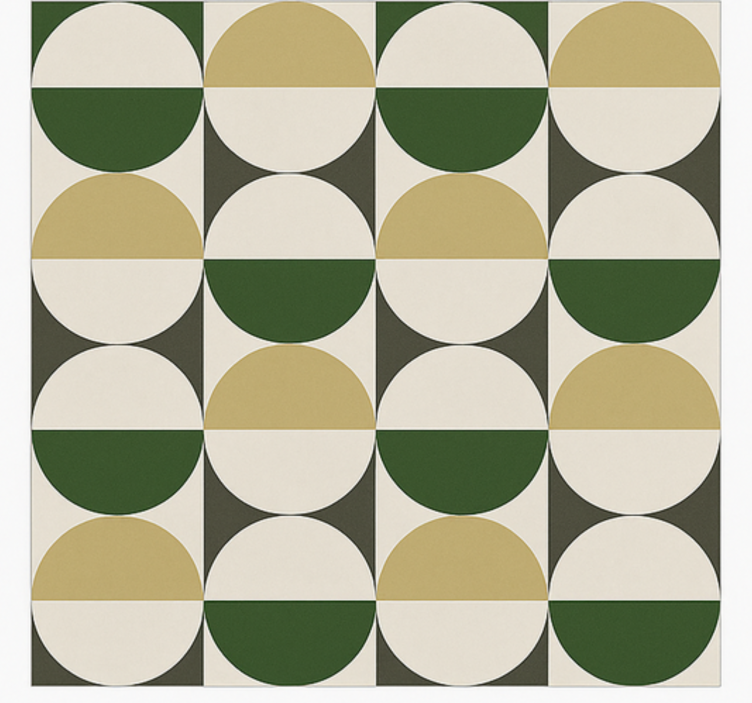 vinylový koberec do jedálne kruhový vzor z polovice storočia - Tenstickers