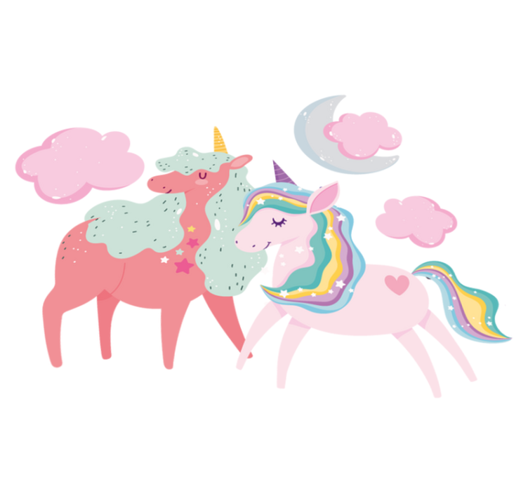 Vinylové koberce zvieratá malý jednorožec s kobylou - Tenstickers