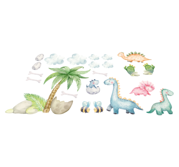 Vinylové koberce zvieratá roztomilé akvarelové dinosaury - Tenstickers