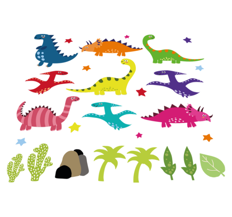 Vinylové koberce zvieratá severské dinosaury farebný set - Tenstickers