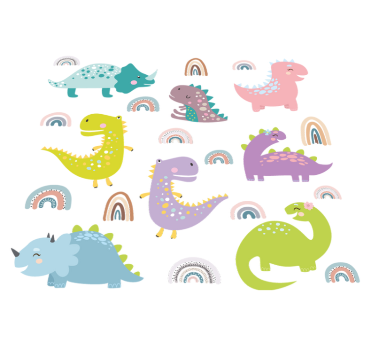Vinylové koberce zvieratá severské dinosaury s dúhami - Tenstickers