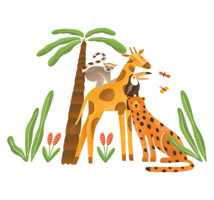 Vinylové koberce zvieratá v džungli sa hrajú - Tenstickers