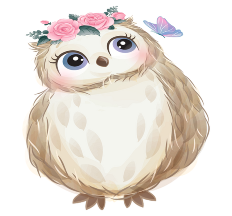 Vinylové koberce zvieratá s malou sovičkou a kvetmi - Tenstickers