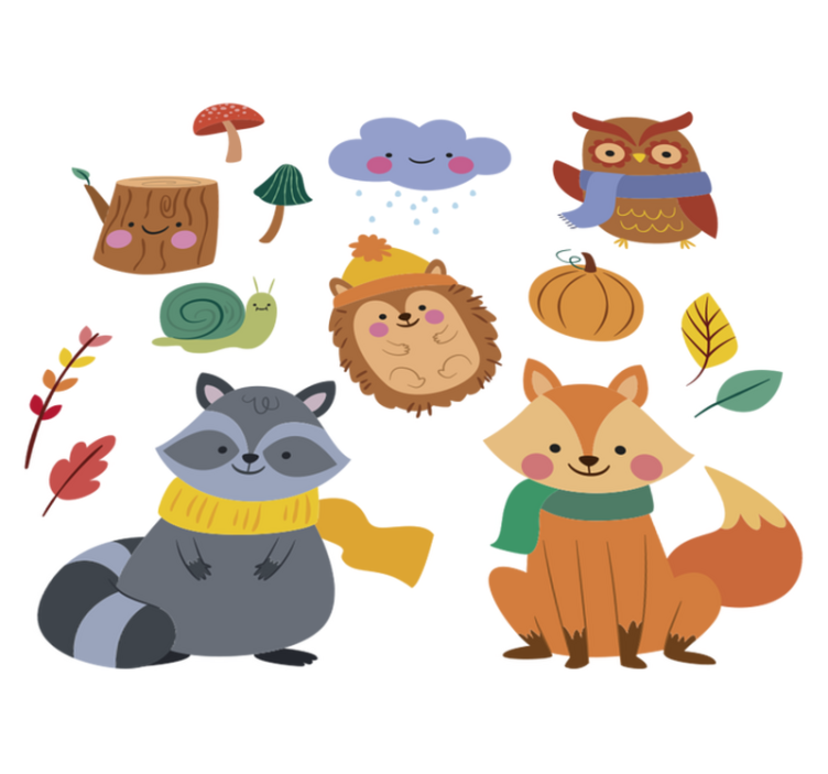 Vinylové koberce zvieratá jesenné kvety a zvieratá - Tenstickers