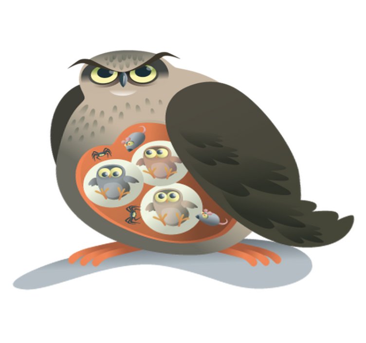 Vinylové koberce zvieratá matka sova - Tenstickers