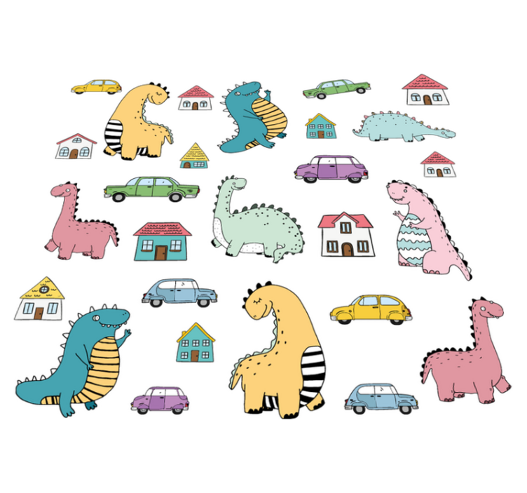 Vinylové koberce zvieratá severské dinosaury v meste - Tenstickers