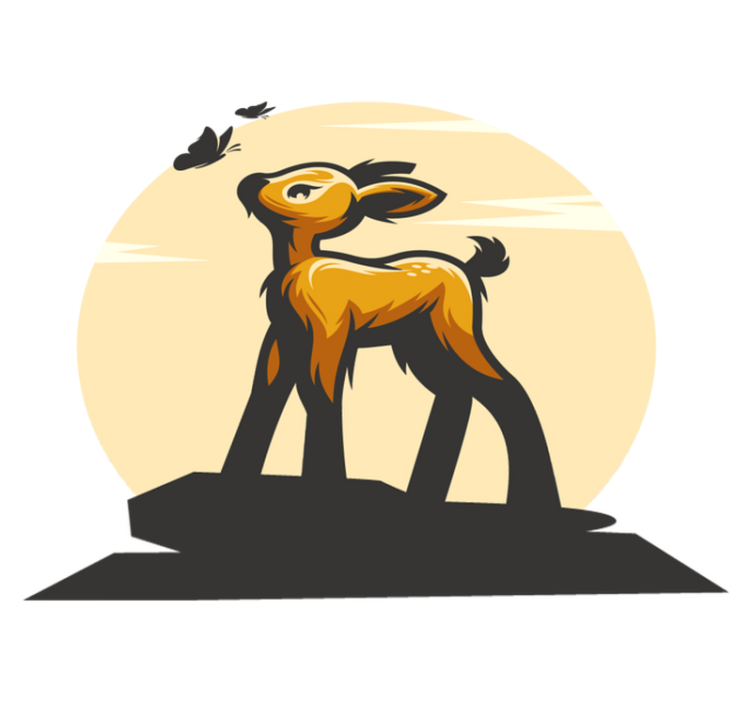 Vinylové koberce zvieratá jelen a motýle - Tenstickers