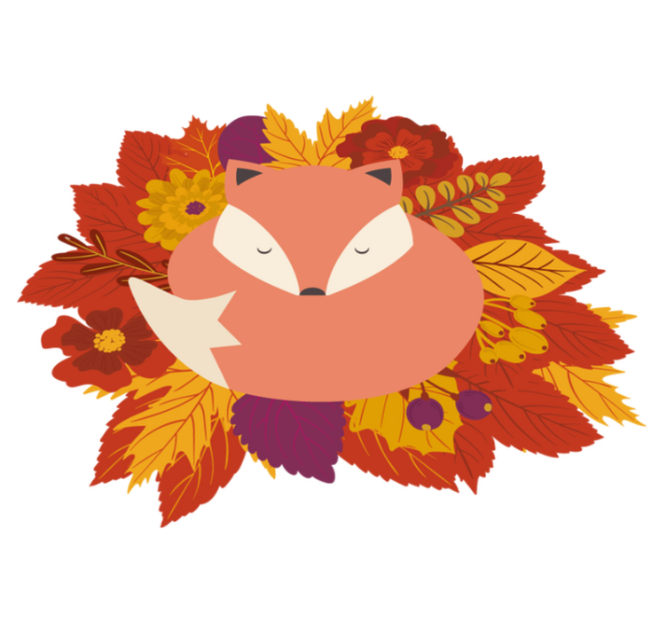 Vinylové koberce zvieratá líška s listami - Tenstickers