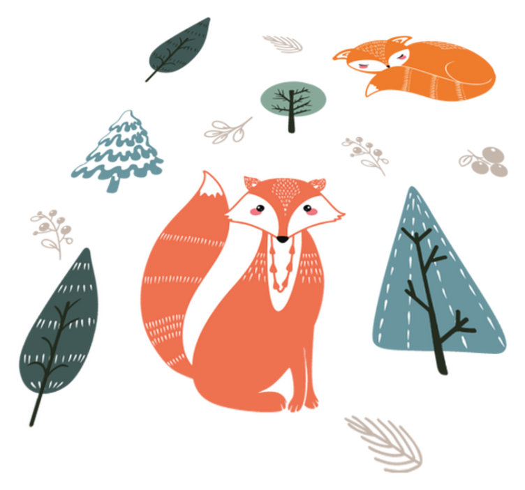 Vinylové koberce zvieratá dizajny hravého líška - Tenstickers