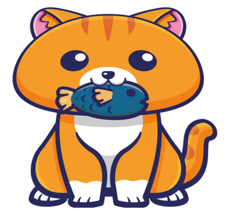 Vinylové koberce zvieratá roztomilá mačka s rybou - Tenstickers