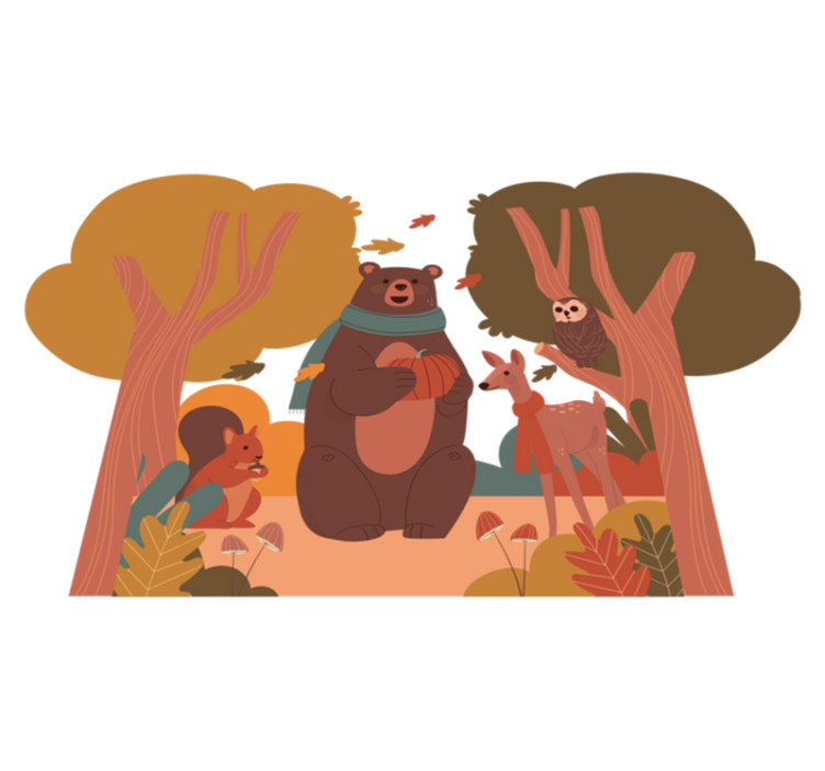 Vinylové koberce zvieratá jesenné lesné tvory - Tenstickers