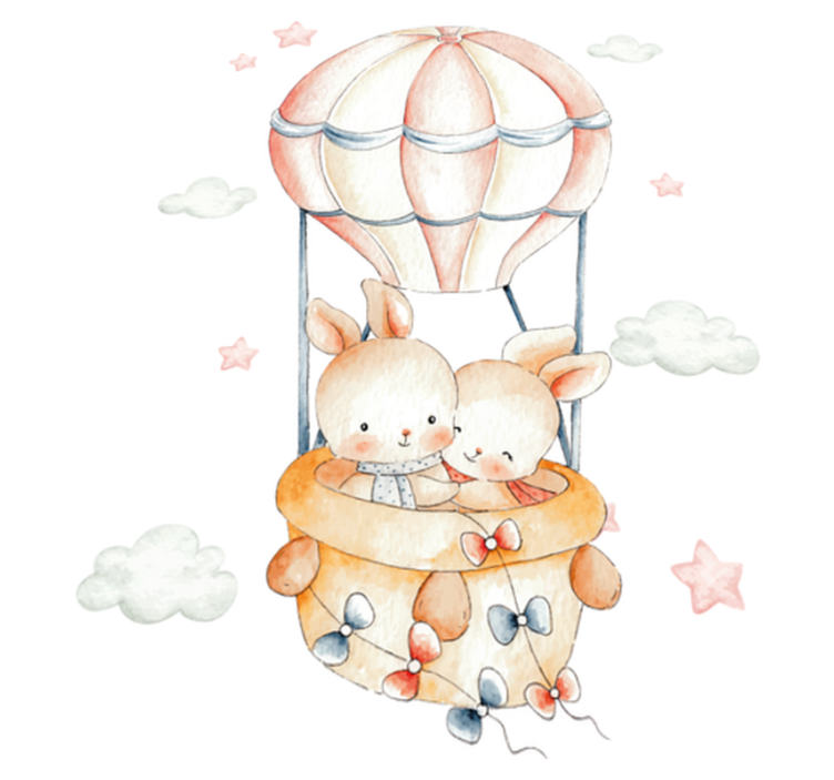 Vinylové koberce zvieratá pastelové zajace na balónikoch - Tenstickers