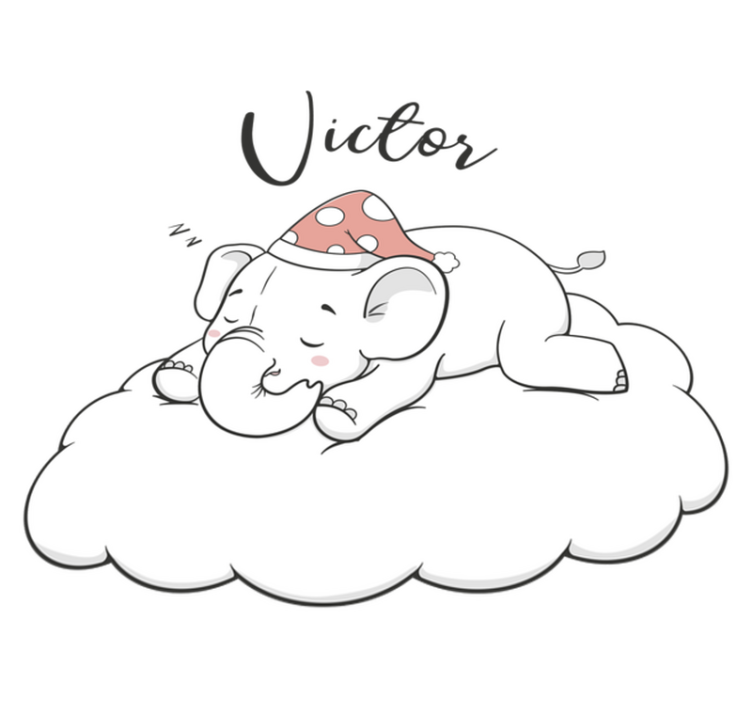 Vinylové koberce zvieratá slon na obláčiku s menom - Tenstickers