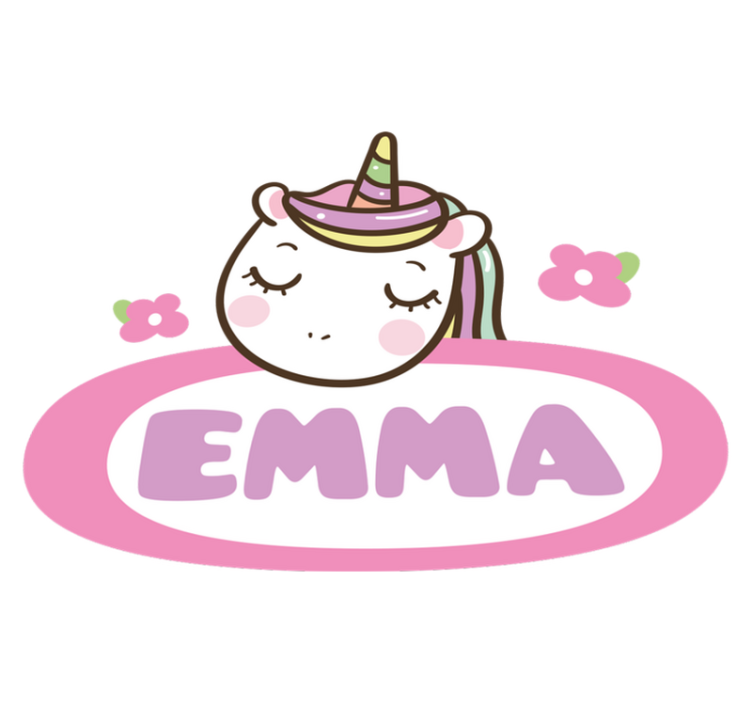 Vinylové koberce zvieratá farebná menovka s jednorožcom - Tenstickers