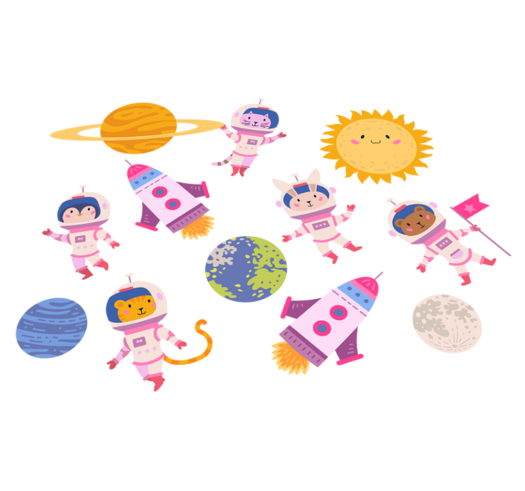 Vinylové koberce zvieratá astronauti so raketou - Tenstickers